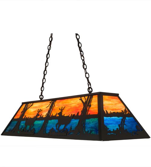 Meyda 48"L Deer at Lake Oblong Pendant