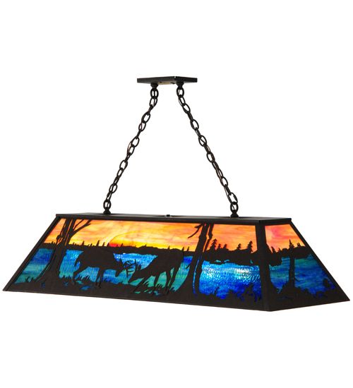 Meyda 48" Long Battling Bucks Oblong Pendant