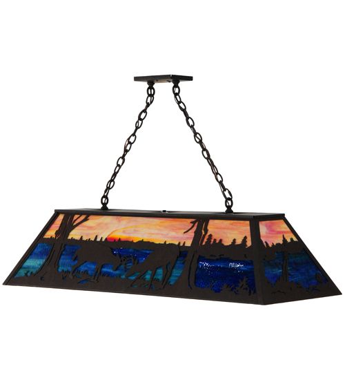 Meyda 48" Long Battling Bucks Oblong Pendant