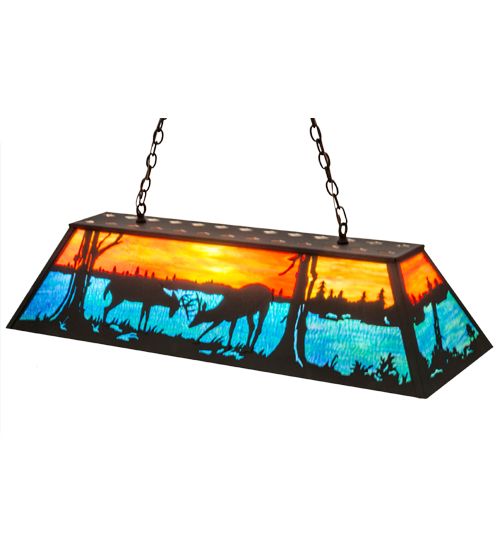 Meyda 48" Long Battling Bucks Oblong Pendant