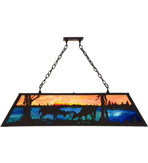 Meyda 48" Long Battling Bucks Oblong Pendant