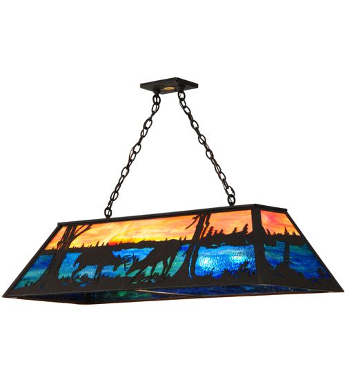 Meyda 48" Long Battling Bucks Oblong Pendant