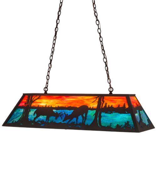 Meyda 48" Long Battling Bucks Oblong Pendant