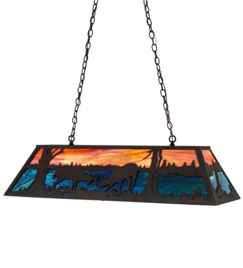 Meyda 48" Long Battling Bucks Oblong Pendant