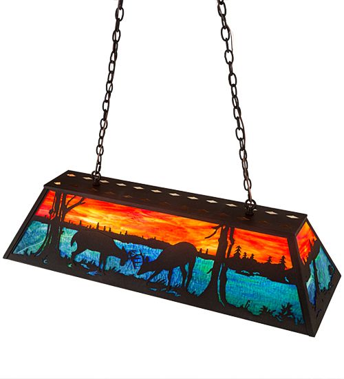 Meyda 48" Long Battling Bucks Oblong Pendant