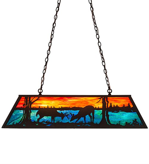 Meyda 48" Long Battling Bucks Oblong Pendant
