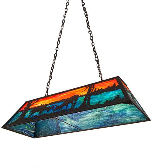 Meyda 48" Long Battling Bucks Oblong Pendant