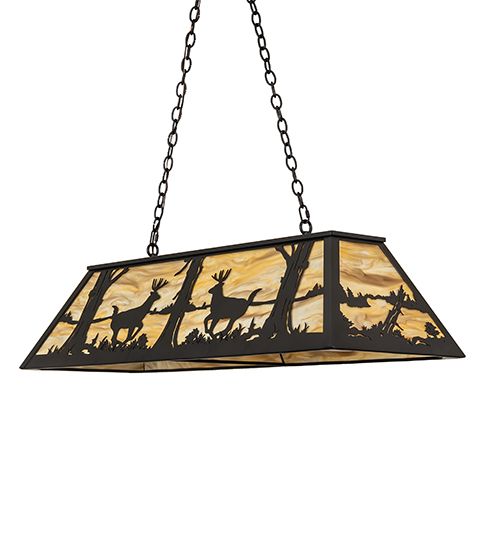 Meyda 48" Long Deer at Lake Oblong Pendant
