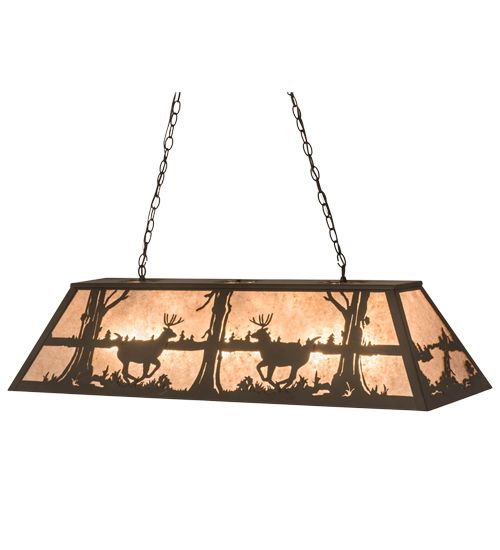 Meyda 48" Long Deer at Lake Oblong Pendant