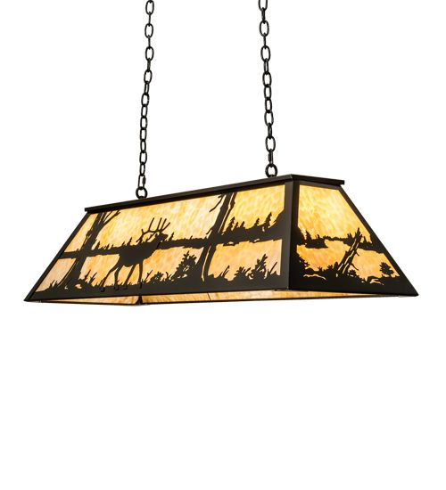 Meyda 48" Long Elk at Lake Oblong Pendant