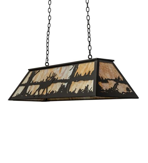 Meyda 48" Long Elk at Lake Oblong Pendant