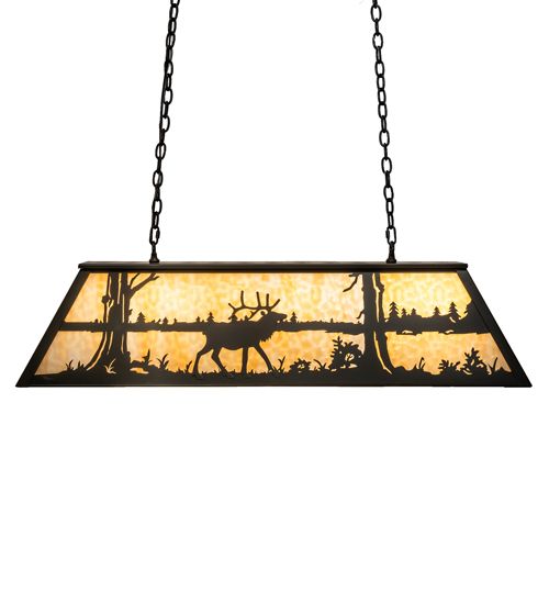 Meyda 48" Long Elk at Lake Oblong Pendant