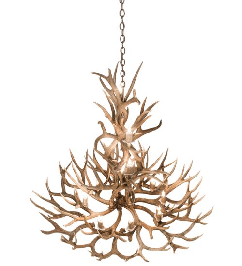 Meyda 52" Wide Antlers Mule Deer 12 Light Chandelier
