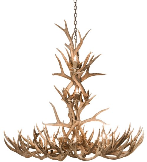 Meyda 52" Wide Antlers Mule Deer 12 Light Chandelier