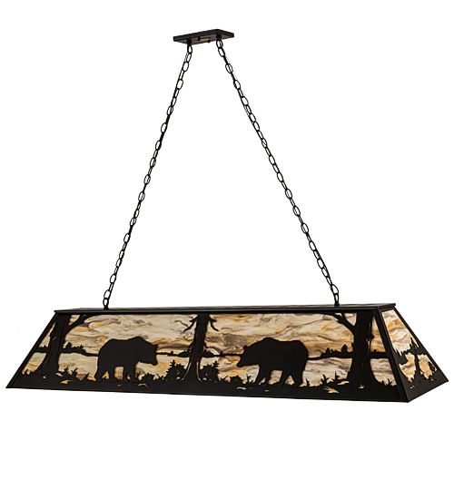 Meyda 60"L Bear at Lake Oblong Pendant