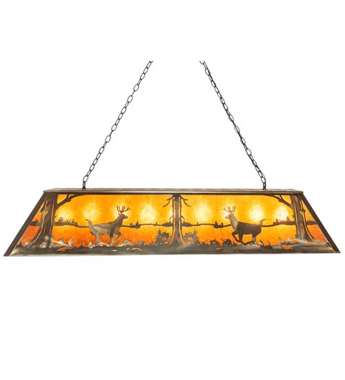 Meyda 60" Long Deer at Lake Oblong Pendant
