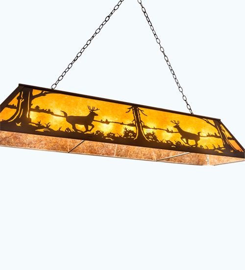 Meyda 60" Long Deer at Lake Oblong Pendant