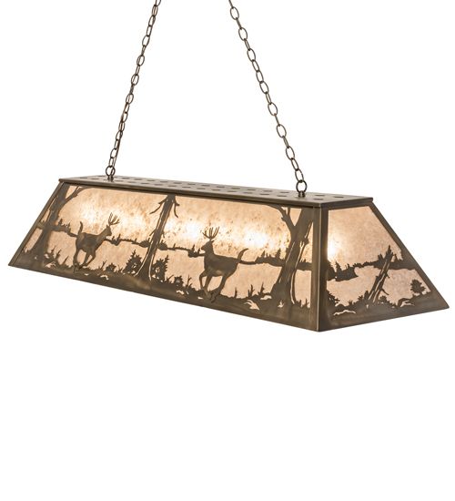 Meyda 60" Long Deer at Lake Oblong Pendant