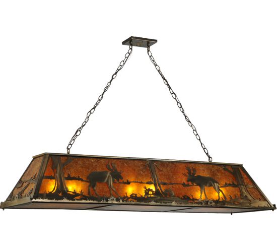Meyda 60" Long Moose at Lake Oblong Pendant