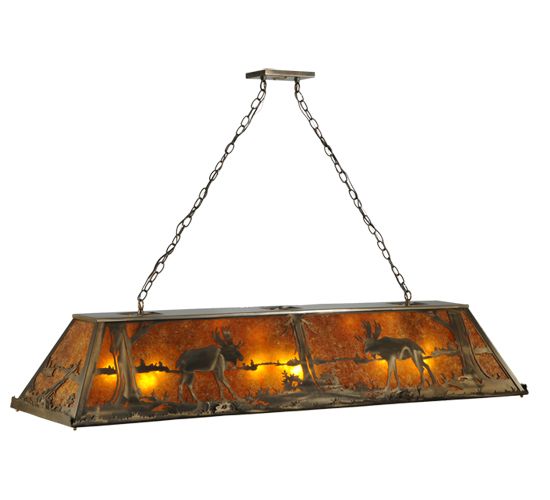 Meyda 60" Long Moose at Lake Oblong Pendant