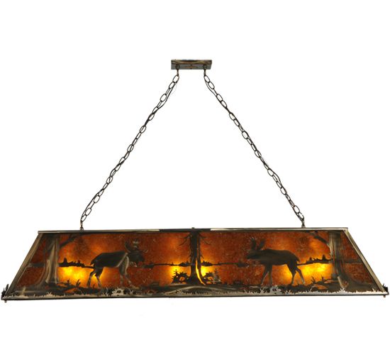 Meyda 60" Long Moose at Lake Oblong Pendant