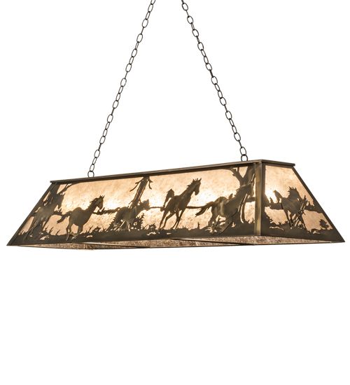 Meyda 60" Long Running Horses Oblong Pendant