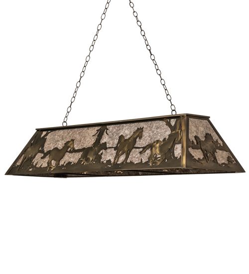 Meyda 60" Long Running Horses Oblong Pendant