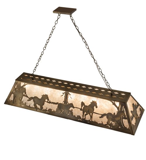 Meyda 60" Long Running Horses Oblong Pendant