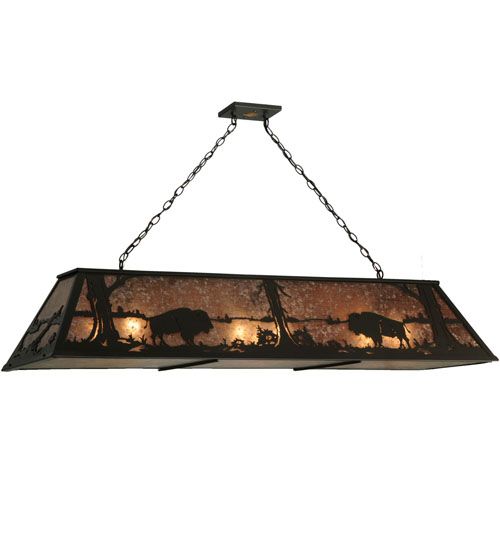 Meyda 62" Long Buffalo at Lake Oblong Pendant