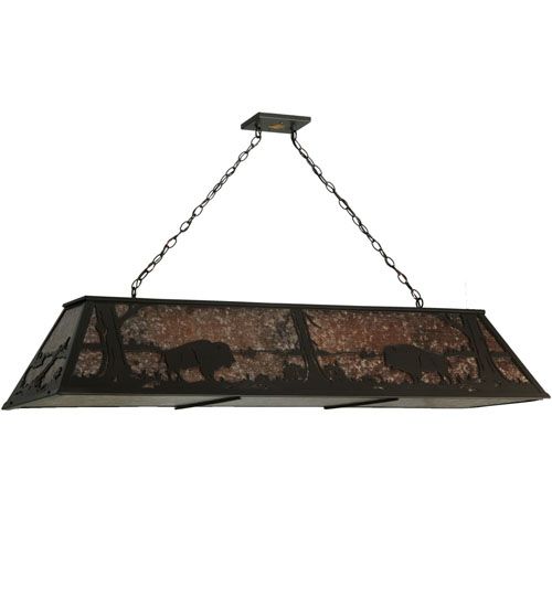 Meyda 62" Long Buffalo at Lake Oblong Pendant
