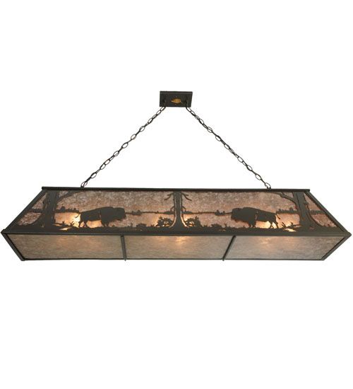 Meyda 62" Long Buffalo at Lake Oblong Pendant