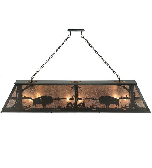 Meyda 62" Long Buffalo at Lake Oblong Pendant