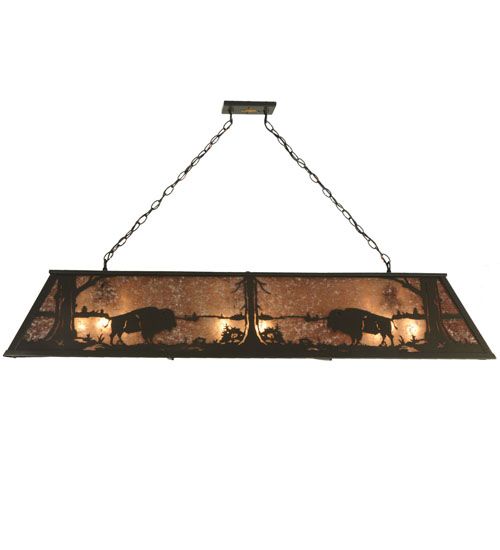 Meyda 62" Long Buffalo at Lake Oblong Pendant