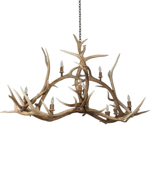 Meyda 66.5" Long Antlers Elk 10 Light Oblong Chandelier