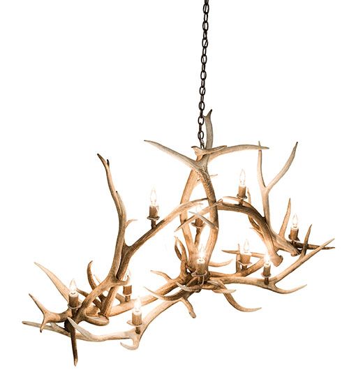 Meyda 66.5" Long Antlers Elk 10 Light Oblong Chandelier