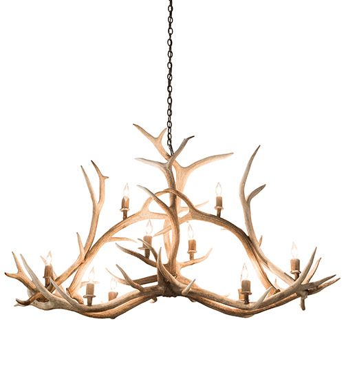 Meyda 66.5" Long Antlers Elk 10 Light Oblong Chandelier