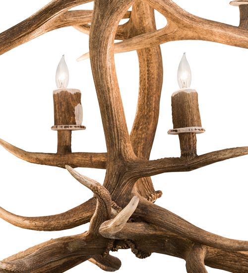 Meyda 70" Long Antlers Elk 10 Light Oblong Chandelier
