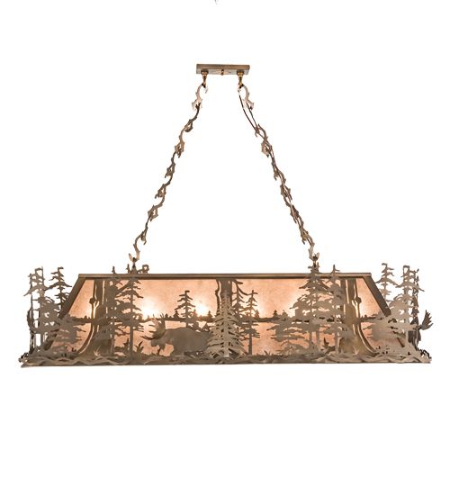 Meyda 72"L Moose Through the Trees Oblong Pendant