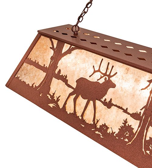 Meyda 72" Long Elk at Lake Oblong Pendant