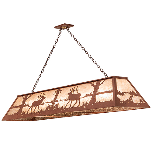 Meyda 72" Long Elk at Lake Oblong Pendant
