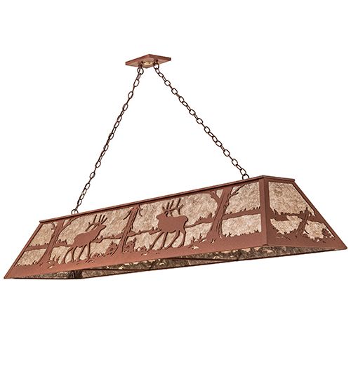 Meyda 72" Long Elk at Lake Oblong Pendant