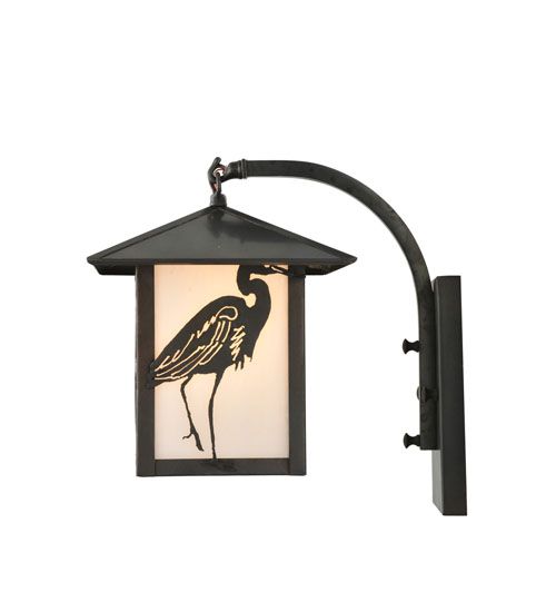 Meyda 8" Wide Seneca Heron Curved Arm Wall Sconce