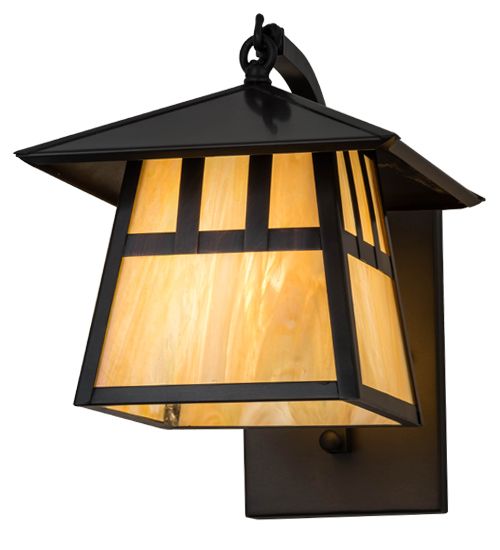 Meyda 8" Wide Stillwater Double Bar Mission Curved Arm Hanging Wall Sconce