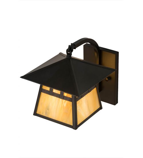 Meyda 8" Wide Stillwater Double Bar Mission Curved Arm Hanging Wall Sconce