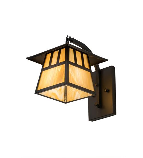 Meyda 8" Wide Stillwater Double Bar Mission Curved Arm Hanging Wall Sconce