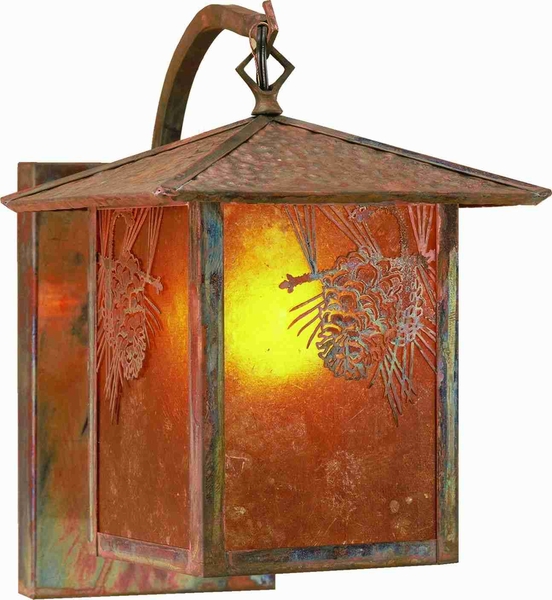 Meyda 9"W Seneca Winter Pine Curved Arm Wall Sconce