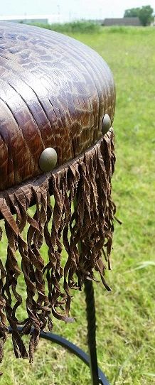 Montana Ranch Spine Turquoise Iron Barstool with Fringe