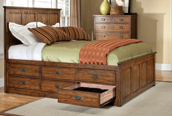 Oak Park Panel Bed with Storage Options
