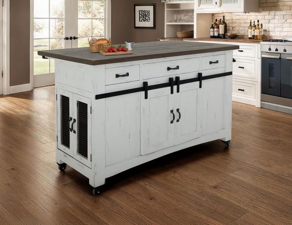 Pueblo White Kitchen Island