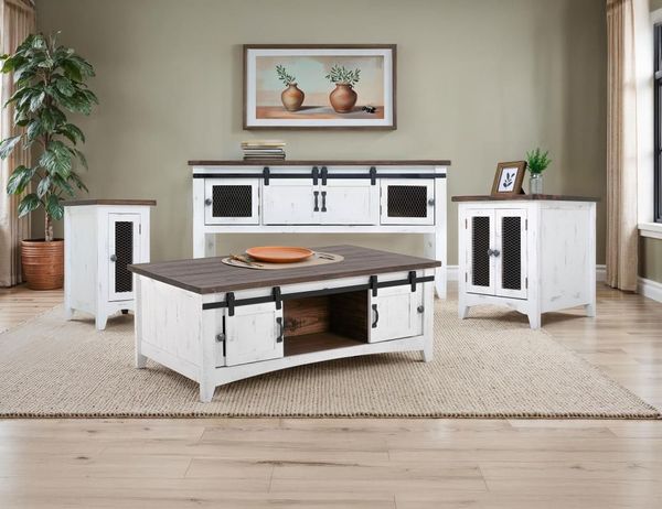 Pueblo White Sofa Table